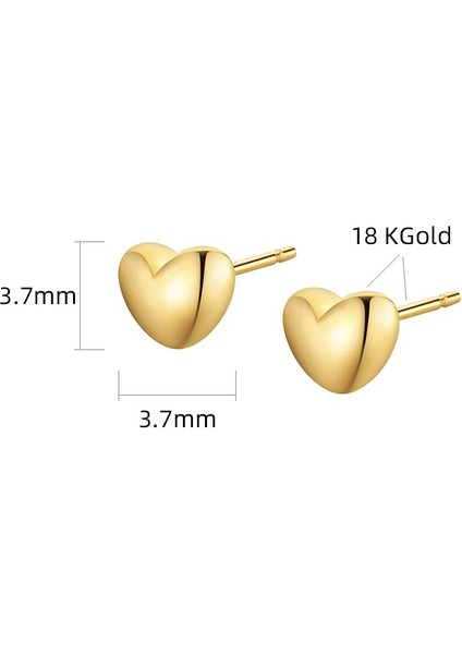 Otantik 18 K Sarı Altın Saplama Küpe Basit Kalp Klasik Nişan Hediye Saf Kadınlar Için Güzel Takı E514 | Saplama Küpe