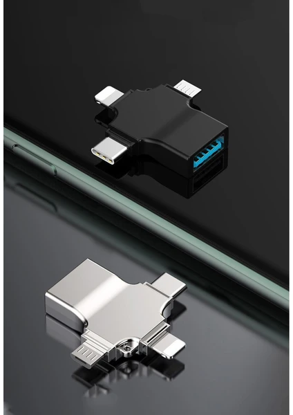 HC04 Lightning - Type-C - Micro To USB 3.0 Bellek Okuyucu Adaptör