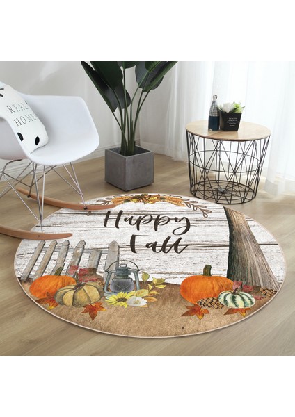Real Homes Realhomes Kabak Tasarımlı Dijital Baskılı Kahverengi Outdoor Yıkanabilir Kaymaz Tabanlı Yuvarlak Halı modelleri