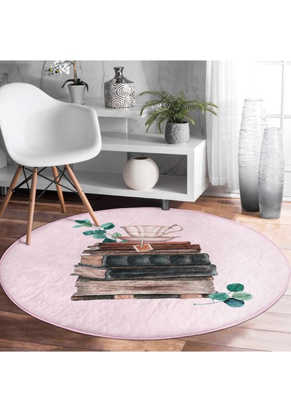 Real Homes Sevgililer Günü Temalı Özel Tasarım Dijital Baskılı Modern Pembe Yatak Odası Yıkanabilir Kaymaz Tabanlı Yuvarlak Halı fırsatları