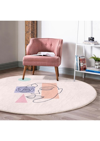 Real Homes Realhomes Bohemian Özel Tasarım Pembe Salon ve Oturma Odası Yıkanabilir Kaymaz Tabanlı Yuvarlak Halı fiyatları