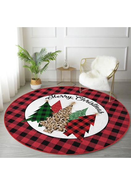 Real Homes Kırmızı Ekose Mery Christmas Özel Tasarım Modern Bordo Outdoor Yıkanabilir Kaymaz Tabanlı Yuvarlak Halı fiyatları
