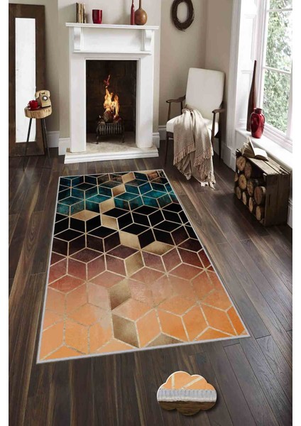 Halı Dekoratif Özel Tasarım Modern İnce Yıkanabilir 800 Gr /M2 Kaymaz Taban Trend Halı