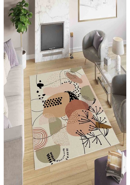 Halı Dekoratif Özel Tasarım Modern İnce Yıkanabilir 800 Gr /M2 Kaymaz Taban Trend Halı