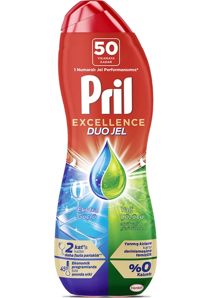 Excellence Duo Jel Bulaşık Makinesi Deterjanı 900ml (50 Yıkama) Yağ Çözücü