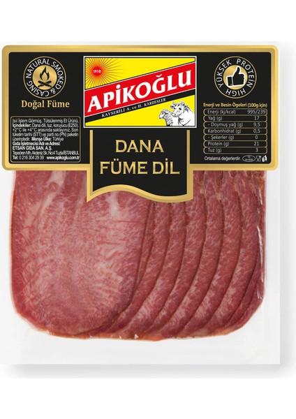 Dilimli Dana Füme Dil 70 gr Beşli Paket (Toplam 350 Gr.)