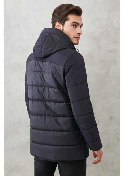 ALTINYILDIZ CLASSICS Erkek Lacivert Standart Fit Dik Yaka Kapüşonlu Casual Siyah Kaban indirimleri