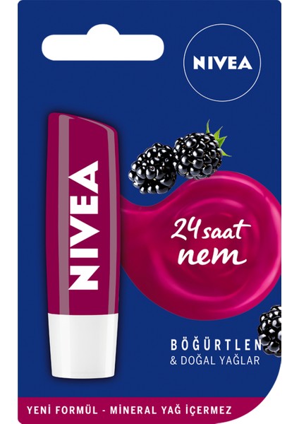 NİVEA LIP BALM RUJ & BÖĞÜRTLEN AROMALI DUDAK KORUYUCU 4,8GR