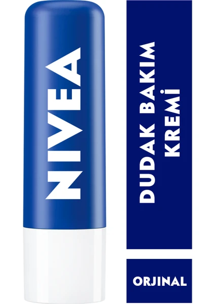 NIVEA Original Care Dudak Bakım Kremi (4,8gr), 24 Saat Nem, Shea Yağı ve Doğal Yağlar, Gün Boyu Dudak Bakımı