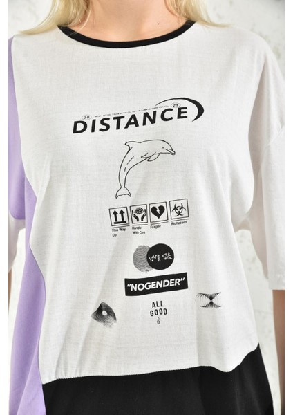 Beyaz Bloklu Baskı Detaylı Kısa Kol T-Shirt fırsatları