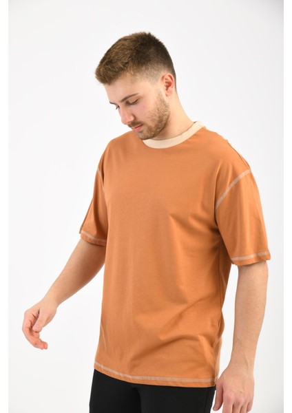 Kiremit Kısa Kollu Renkli Yaka T-Shirt fiyatları