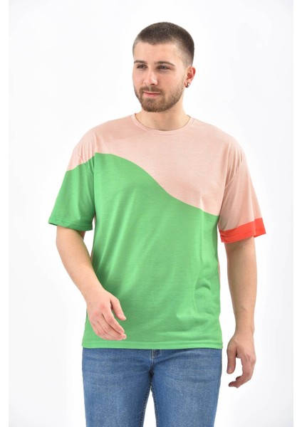 Yeşil Bloklu Owersize T-Shirt indirimleri