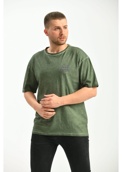 Haki Baskılı Relaxed Fit T-Shirt