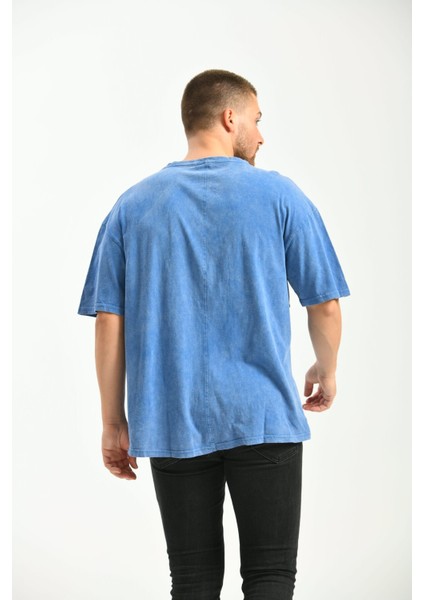 Indigo Oversize Fit Pamuklu T-Shirt fiyatları
