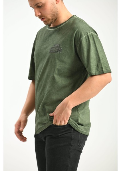 Haki Baskılı Relaxed Fit T-Shirt