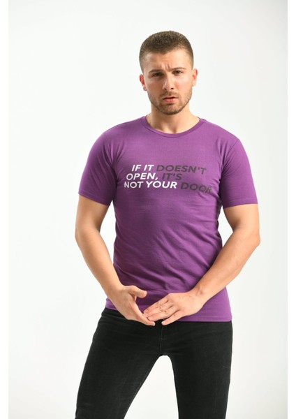 Mor Baskı Detaylı Regular Fit Tshirt modelleri
