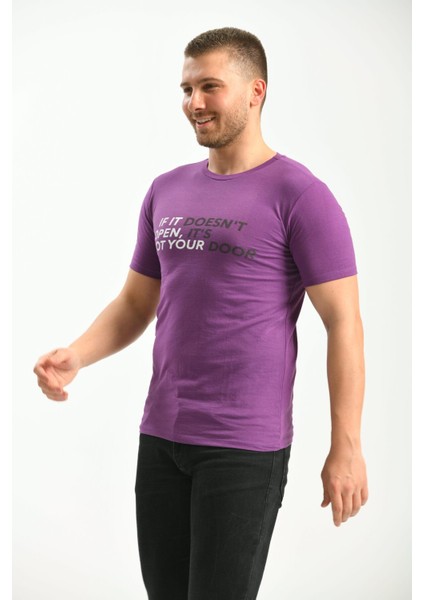Mor Baskı Detaylı Regular Fit Tshirt indirimleri