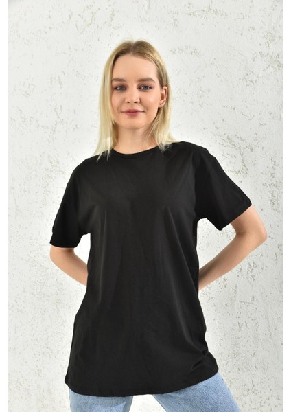 Siyah Kısa Kol Sırt Baskılı T-Shirt