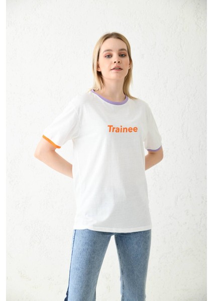 Beyaz Baskılı Regular Fit T-Shirt fiyatları