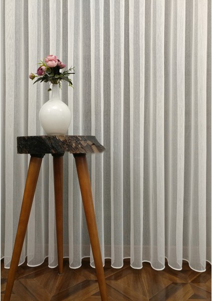 Kullanıma Hazır 1/2,5 Normal Pile Tül Perde Tek Kanat - Ekru 110 x 200 cm