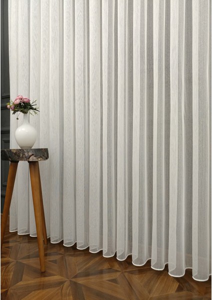 Kullanıma Hazır Ekstraforlu Pilesiz Tül Perde Tek Kanat - Ekru 140 x 260 cm
