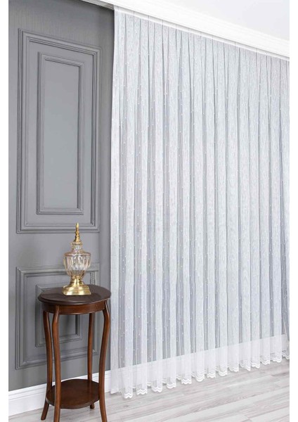 Kullanıma Hazır Ekstraforlu Pilesiz Tül Perde Tek Kanat - Ekru 110 x 250 cm