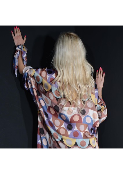 Paredora Kahve Karışık Geometrik Desenli Kimono Pareo fiyatları