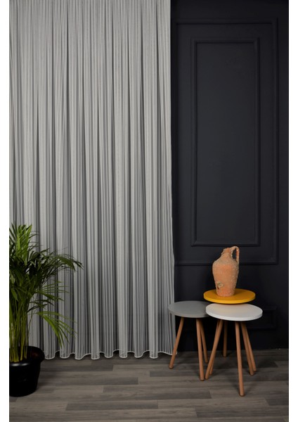 Kullanıma Hazır Ekstraforlu Pilesiz Tül Perde Tek Kanat - Ekru 340 x 260 cm