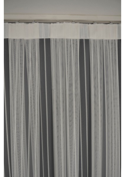 Kullanıma Hazır Ekstraforlu Pilesiz Tül Perde Tek Kanat - Ekru 340 x 260 cm fırsatları