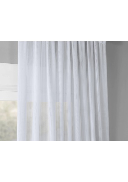 Kullanıma Hazır Ekstraforlu Pilesiz Tül Perde Tek Kanat - Ekru 140 x 250 cm fırsatları