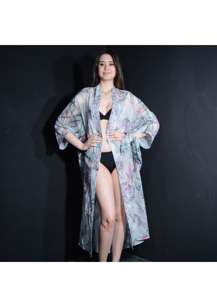 Paredora Yağmur Ormanı Desenli Kimono Pareo