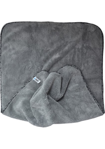 (6 Adet) 2316 Mikrofiber Peluş Oto Kurulama ve Temizlik Bezi Büyük Boy 60X90 Cm. Gri