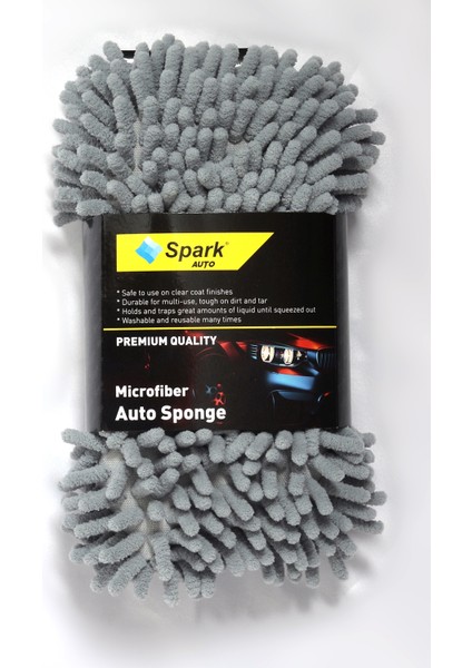 (12 Adet) 7040 Mikrofiber Şönil Oto Temizlik & Yıkama ve Kurulama Süngeri 8X23 Cm. Gri