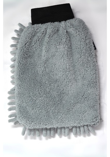 (24 Adet) 7050 Mikrofiber Şönil Oto Temizlik ve Kurulama Eldiveni 16X24 Cm. Gri