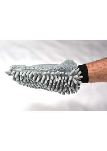 (24 Adet) 7050 Mikrofiber Şönil Oto Temizlik ve Kurulama Eldiveni 16X24 Cm. Gri