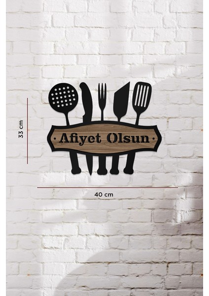 Afiyet Olsun Yazılı Dekoratif Ahşap Mdf Mutfak Tablosu