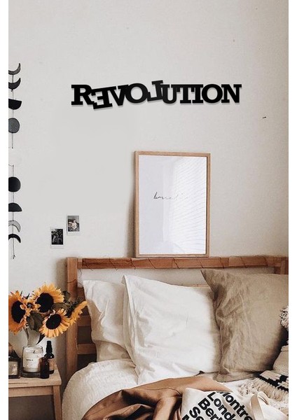 Revolution Yazılı Dekoratif Ahşap Tablo