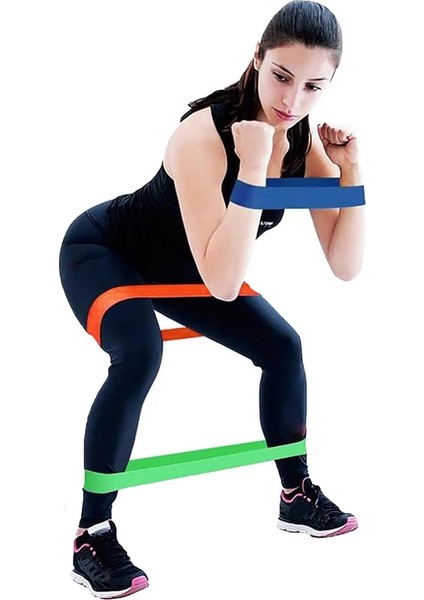 3 Lü Farklı Dirençte Aerobik Bandı Hafif Orta Sert Pilates Squat Çalışma Lastiği