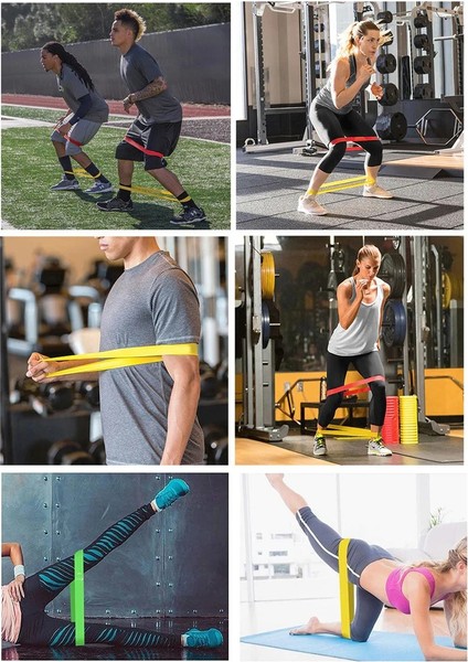 5 Li Farklı Dirençte Aerobik Bandı Pilates Squat Çalışma Lastiği fırsatları