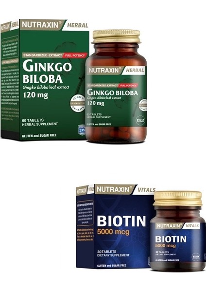 Ginkgo Biloba 60 Tablet + Biotin 5000 Mcg 30 Tablet