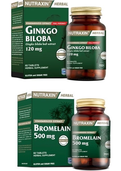 Ginkgo Biloba 60 Tablet + Bromelain 500 Mg 60 Kapsül