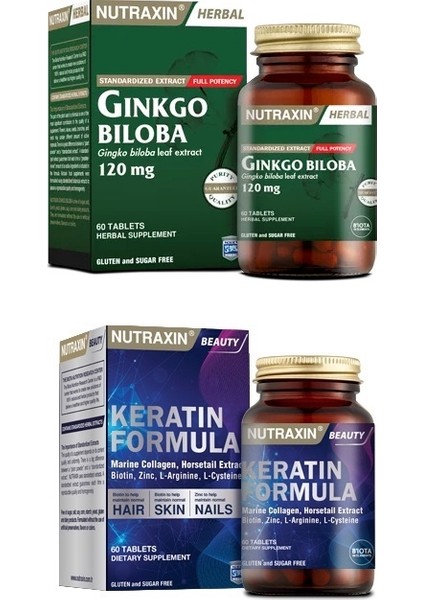 Ginkgo Biloba 60 Tablet + Keratin Formula 60 Tablet