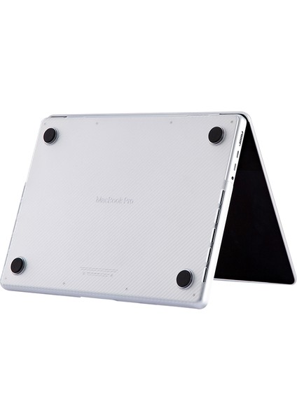 Apple 14" Macbook Pro M1 A2442 Beyaz Carbon Fiber Dizayn Kılıf Koruyucu Kapak+Film fırsatları