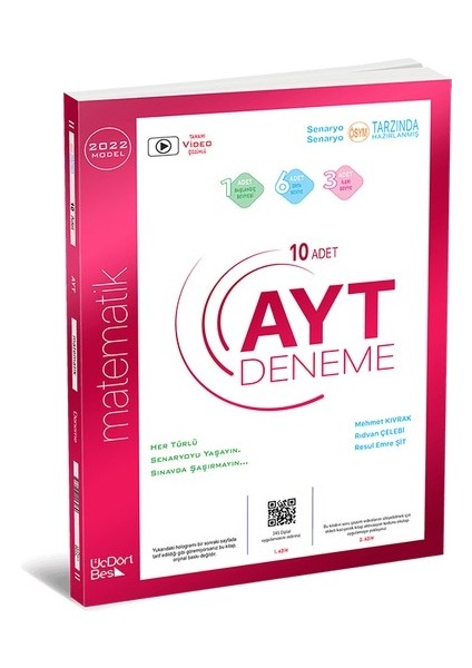 ÜçDörtBeş Yayınları AYT Matematik Deneme Sınavı 10 Adet YKS 2024