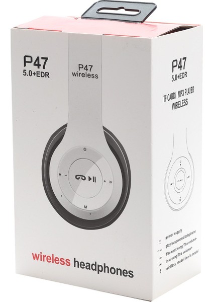 P-47 Wireless Kablosuz Bluetooth Kulak Üstü Kulaklık Beyaz