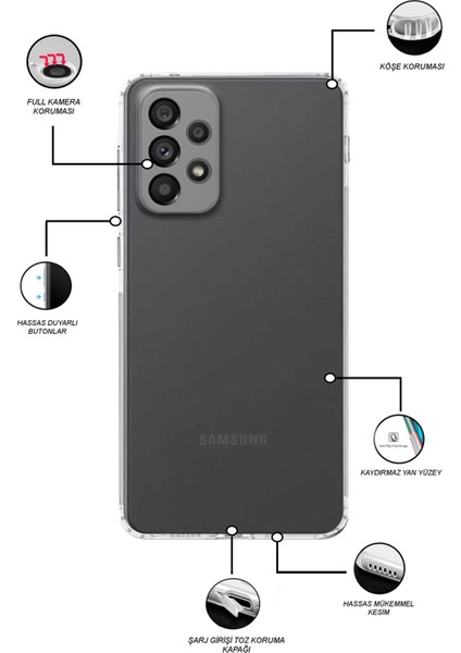 Samsung Galaxy A73 5g Kapak Tıpalı Kamera Korumalı Şeffaf Premier Kılıf fiyatları