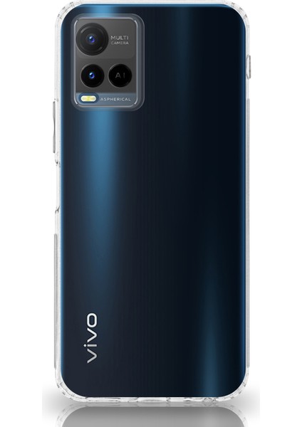 Vivo Y21S Kapak Tıpalı Kamera Korumalı Şeffaf Premier Kılıf