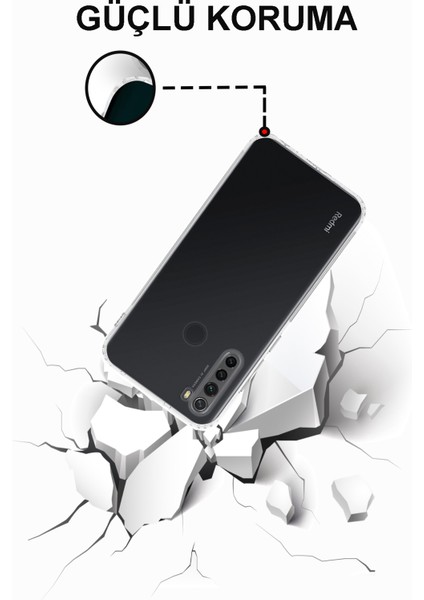 Xiaomi Redmi Note 8 Kapak Tıpalı Kamera Korumalı Şeffaf Premier Kılıf