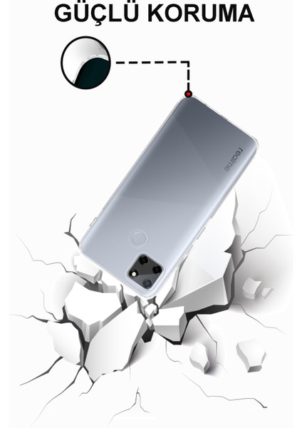 Realme C25 Kapak Tıpalı Kamera Korumalı Şeffaf Premier Kılıf modelleri