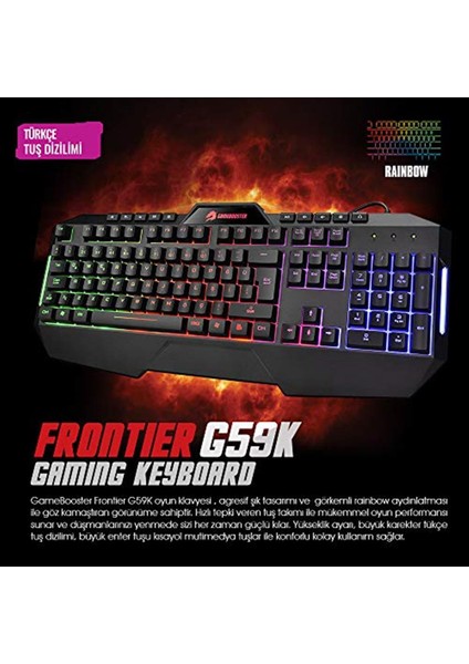 Gamebooster G59K "frontier"rainbow Aydınlatmalı Membrane Oyun Klavyesi